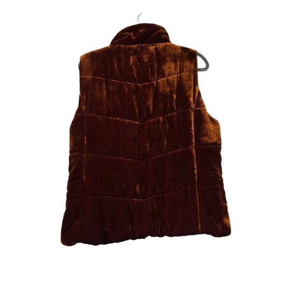 Loft Puffer Vest Women's Quilted Design Pockets Full Zip Rust Orange Velvet | L - Picture 7 of 13